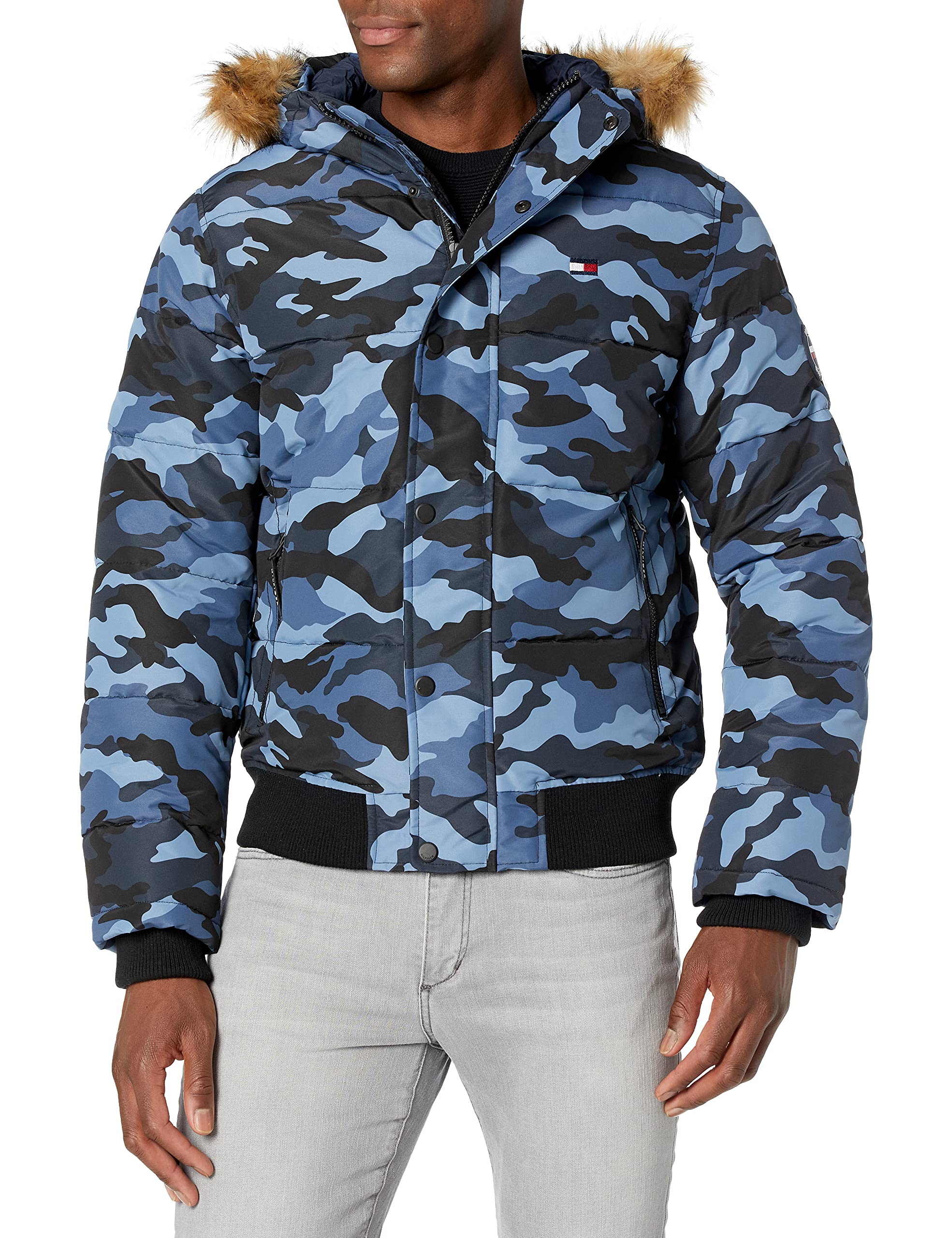 Men's Quilted Arctic Cloth Snap Front Snorkel Bomber Jacket Parka