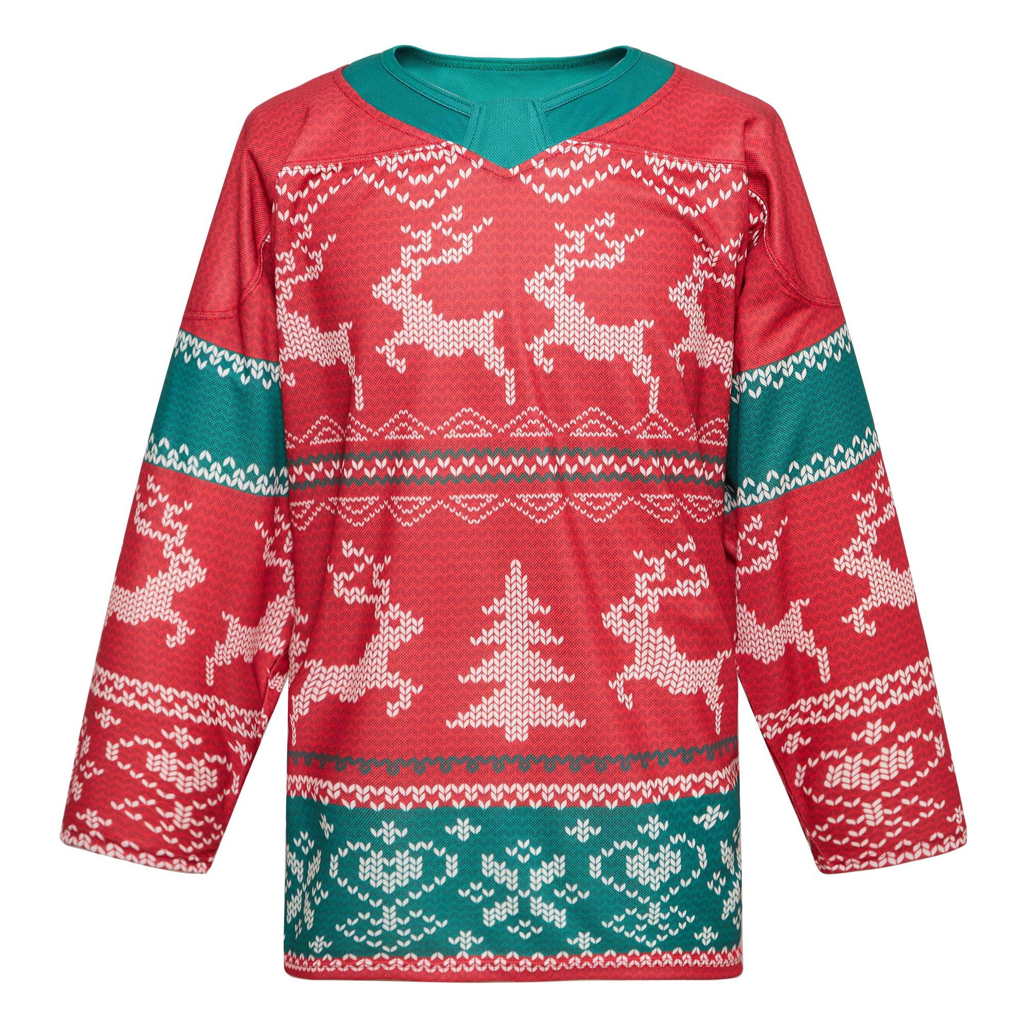 EALERChristmas Sublimated Practice Hockey Jersey Jacket with elk and Snow for Mans and Boys