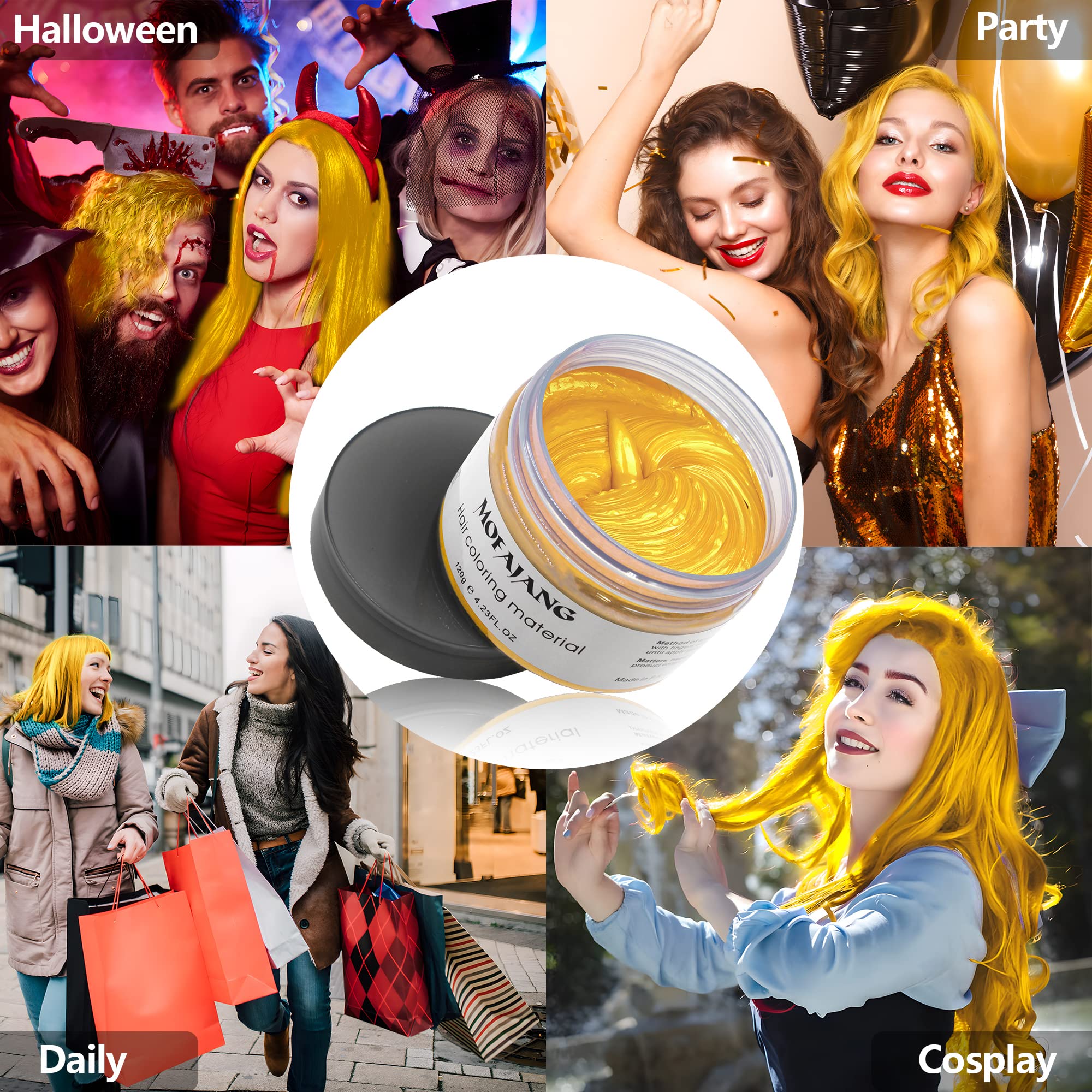 Cera Para Tinte Capilar, Natural Temporal Hair Dye Wax, Spray Pelo Color para la Fiesta de Cumpleaños de Halloween 120 g (Oro)
