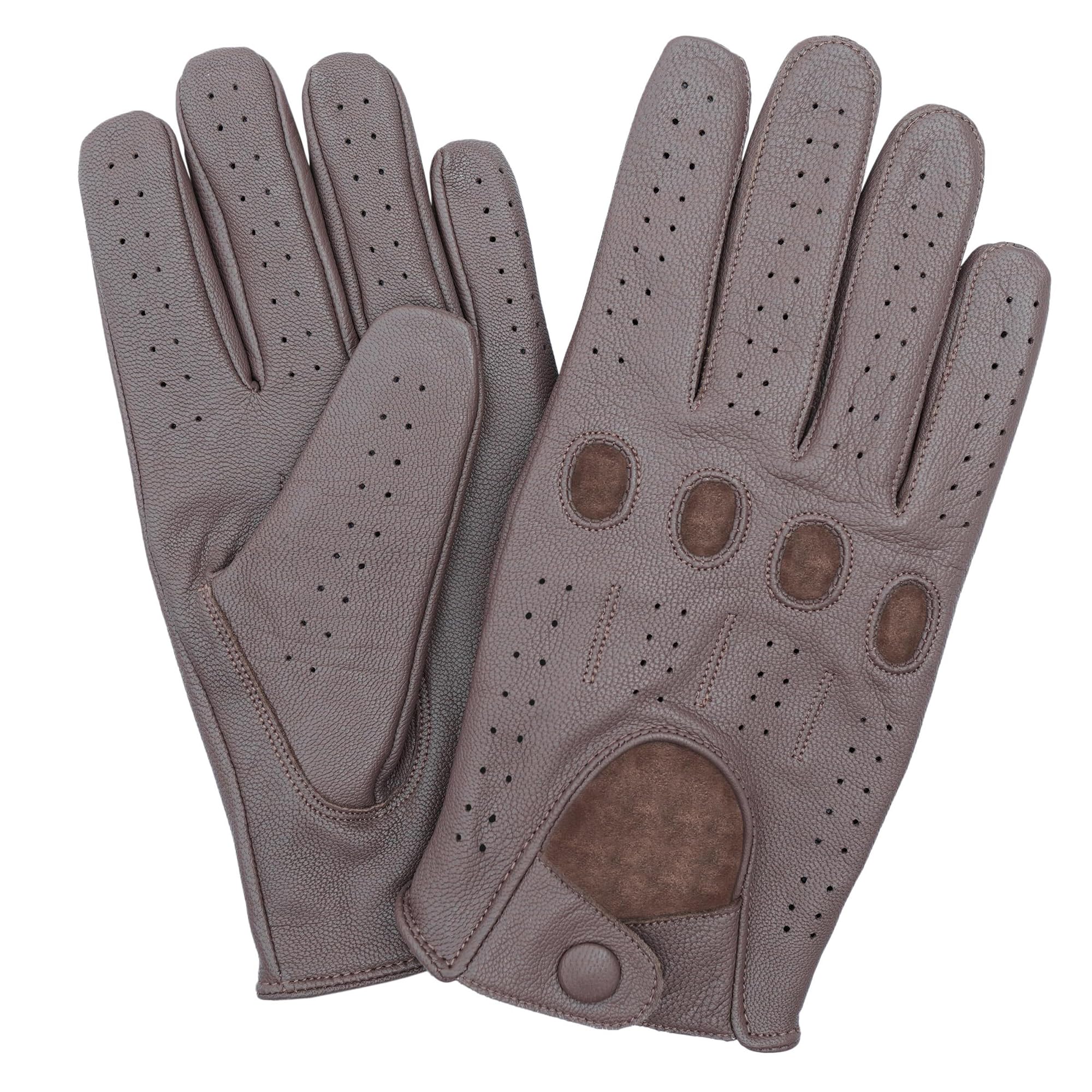 Leatherick Driving Gloves Men - Guantes de conducción suaves y perforados con orificios para respirar en los nudillos, ideales para el aire libre y los viajes