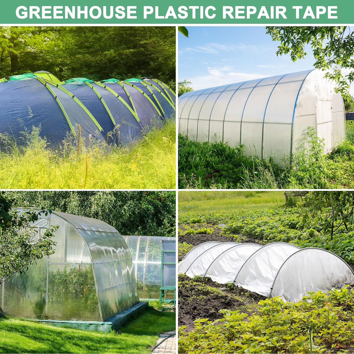 M METERXITY 2-Pack Greenhouse Plastic Repair Tape, 6Inch x 33Feet Greenhouse Repair Tape, 6 mil Thickness Polyethylene Film Repair Tape for Vegetable/Garden Greenhouses Sheeting [Transparent]