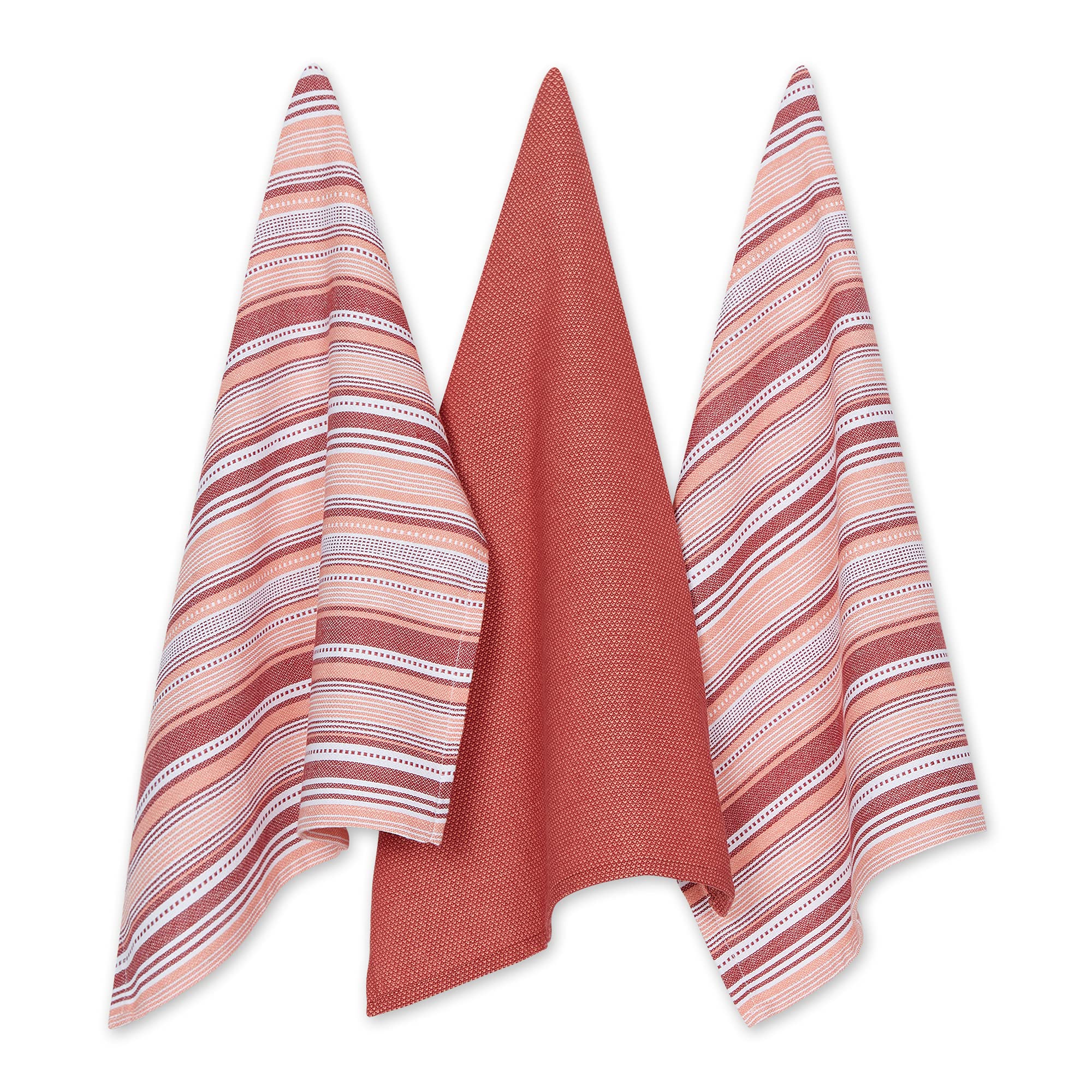 DII Everyday Dishtowel Collection Urban Stripe, 20x30, Barn Red, 3 Piece