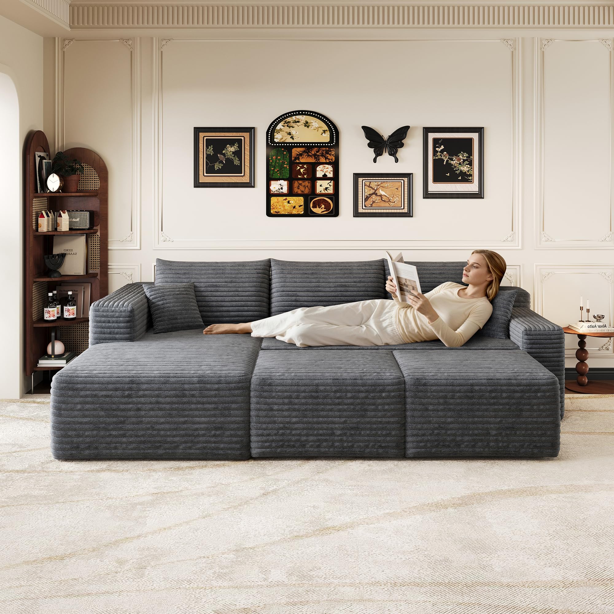 Canapé d'angle modulaire en forme de U - 241 cm - XXL - Sans montage - Gris
