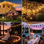 Lomotech Lumières à cordes extérieures, 100Ft Lumières à cordes Patio avec 42+2 Shatterproof ST38 Ampoules vintage Edison, étanches LED Lampes extérieures à suspension pour jardinier (blanc chaud)