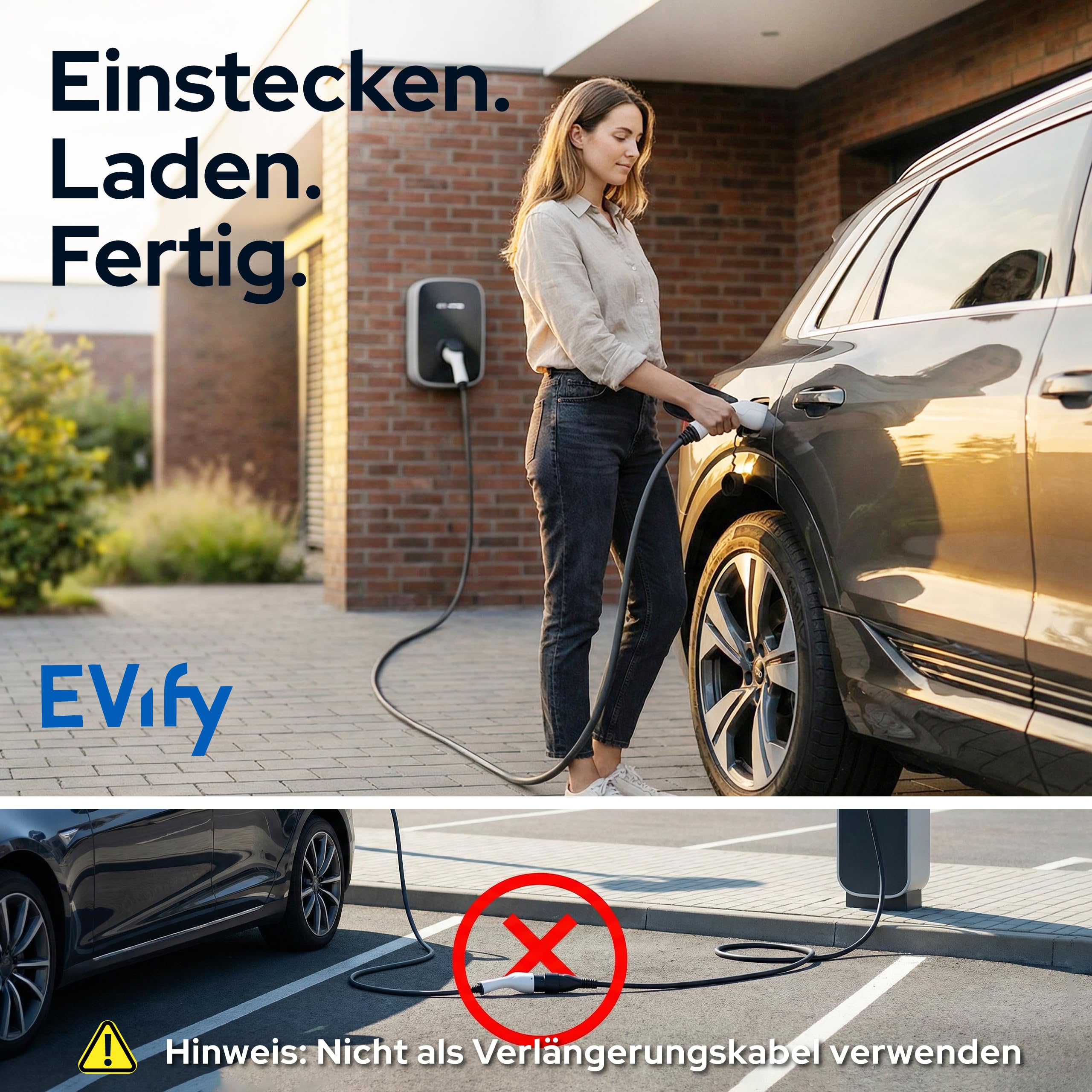 Cable de carga tipo 2, 22 kW, 10 m, 32 A, para coche eléctrico e híbrido, incluye bolsa de cables, cable de 3 fases para EV PHEV • Adecuado para todos los coches E modelo 3 S X Y, ID3, ID4, ID5