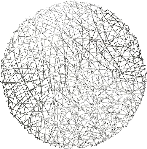 "Occasions" - Juego de 10 manteles individuales redondos de vinilo prensado metálicomantel individual para centro de mesa de boda (verano, plateado)