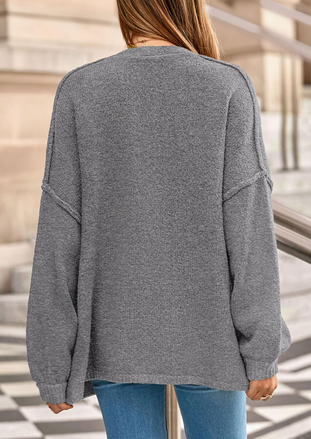 PRETTYGARDEN Fall Chunky Cardigan Sweaters for Women 2026 Button Long Lantern Sleeve Knit Oversized Coats with Pockets - Image 4