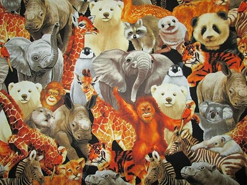 Fat Quarter (18 x 22) Zoo Animales Jungla Panda Elefante Jirafa Oso Polar Mono Tela de AlgodĂłn FQ Fat Quarter (18 x 22) Zoo Animales Jungla Panda Elefante Jirafa Oso Polar Mono Tela de AlgodĂłn FQ
