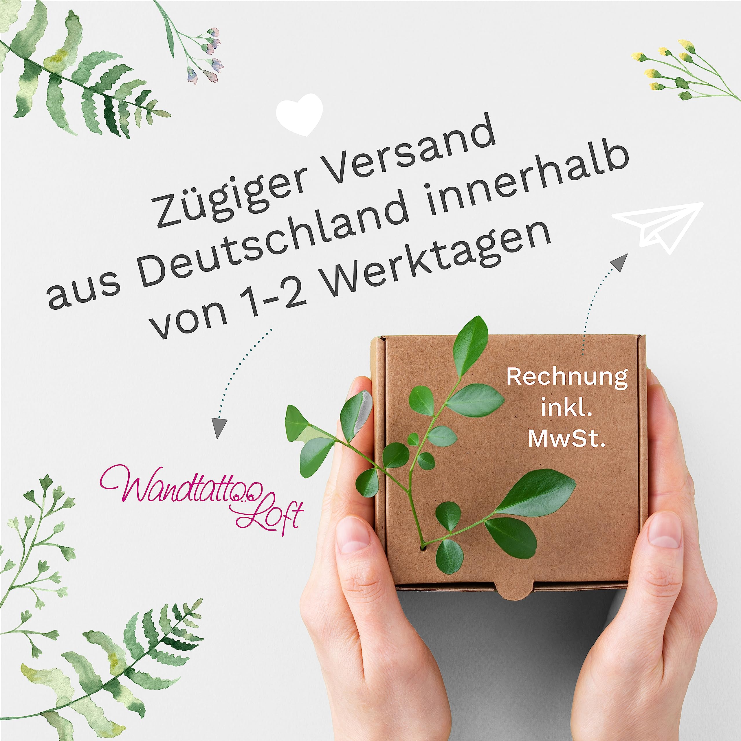 Wandtattoo Loft Taufkerze Junge oder Mädchen mit Taufspruch + Patenkerze, Motiv Heiliges Kreuz aus grünen Blättern, 25cm x 7cm