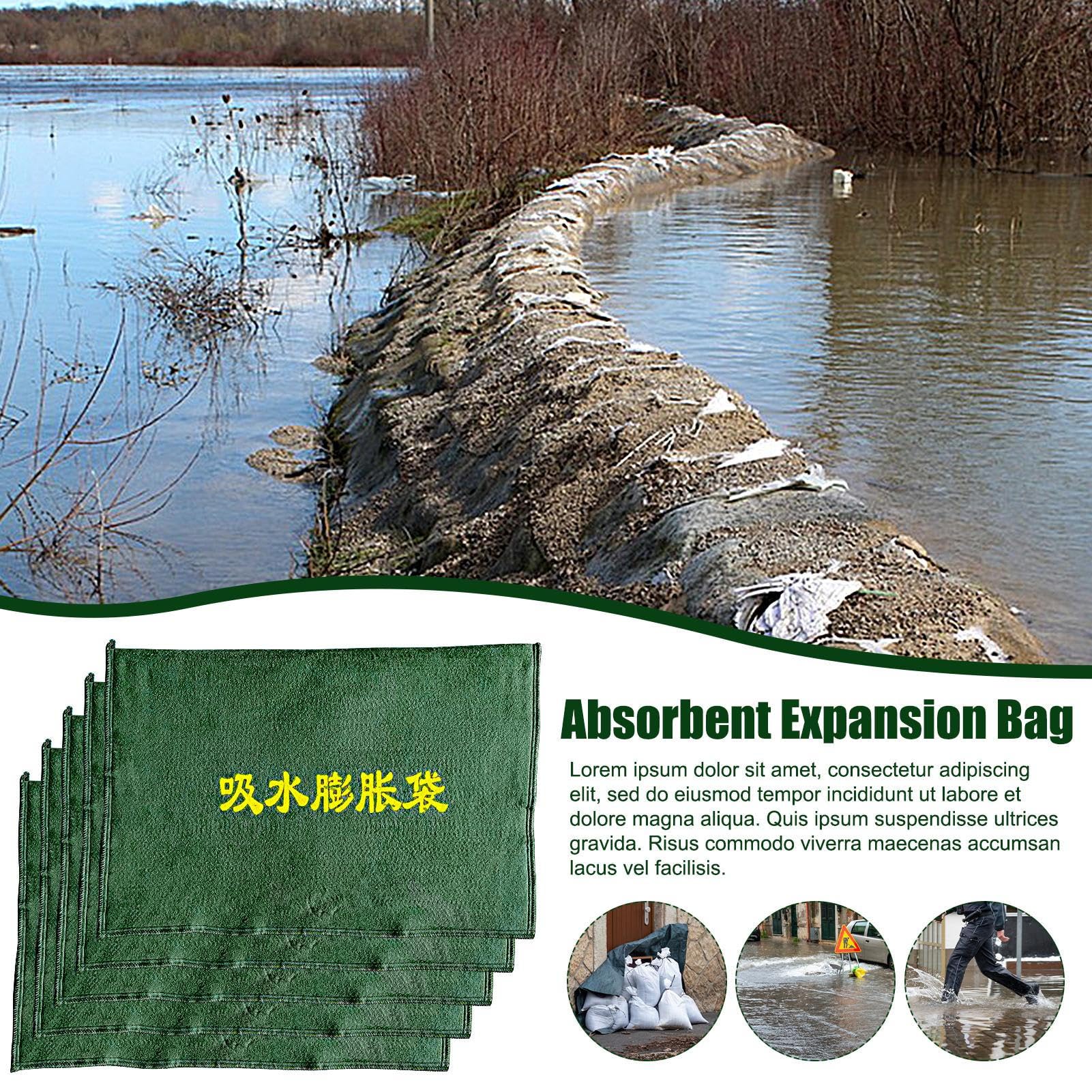 5PCS Flood Barrier Bags, Flood Prevention Bags, Water Blocking Bags, Reusable Flood Dam, Flood Control Sandbag, Home Flood Protection, Water Activated Sandless Bag 60x40x0.5cm for Home