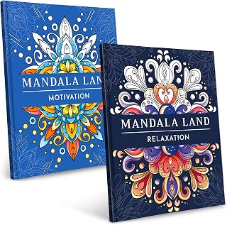RYVE Mandala Coloring Book for Adults 2-Pack: 60 Unique Designs for Stress Relief, Anxiety Reduction & Mindfulness - Ideal Gift for Women & Men