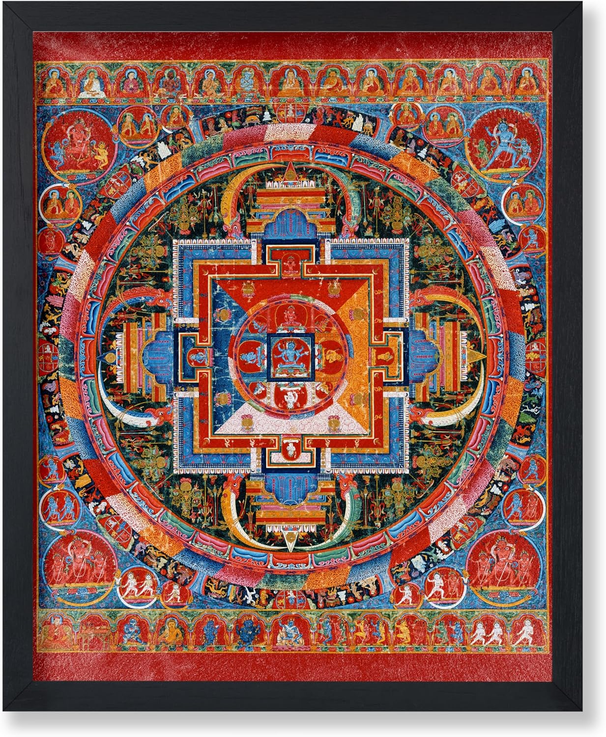 Poster Master Vintage Mandala of Jnanadakini Poster - Retro Six-Armed Goddess Print - Tibet Art - Gift for Men & Women - Wall Decor for Living Room, Bedroom, Dorm or Office - 16x20 UNFRAMED Wall Art