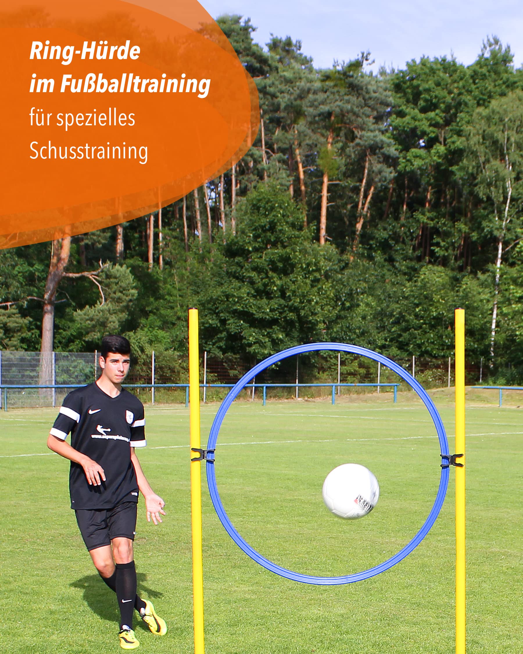 Kombi-Ring-Hürdenset – Ring ø 70 cm & Stangen 100 cm – Training der Sprungkraft & Koordination – mit befüllbarem X-Standfuß – Agility-Hürde für Fußball, Leichtathletik & Hundesport