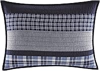 Nautica Adelson Blue Cotton Quilted Pillow Sham 20x26 - Pre-Washed Softness, Diamond Stitching, Envelope Closure