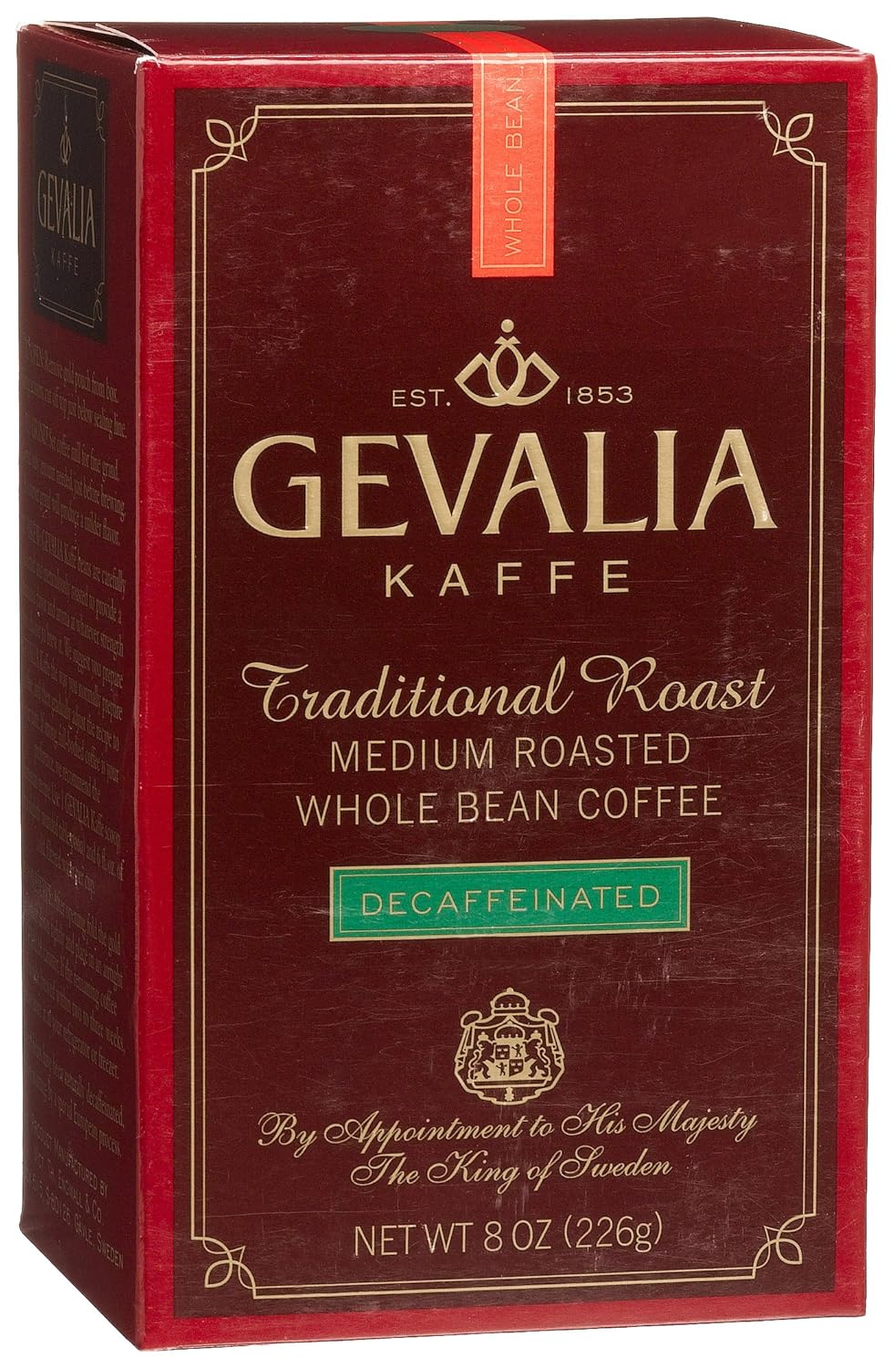 Gevalia Traditional Roast Whole Bean Coffee, Decaffeinated