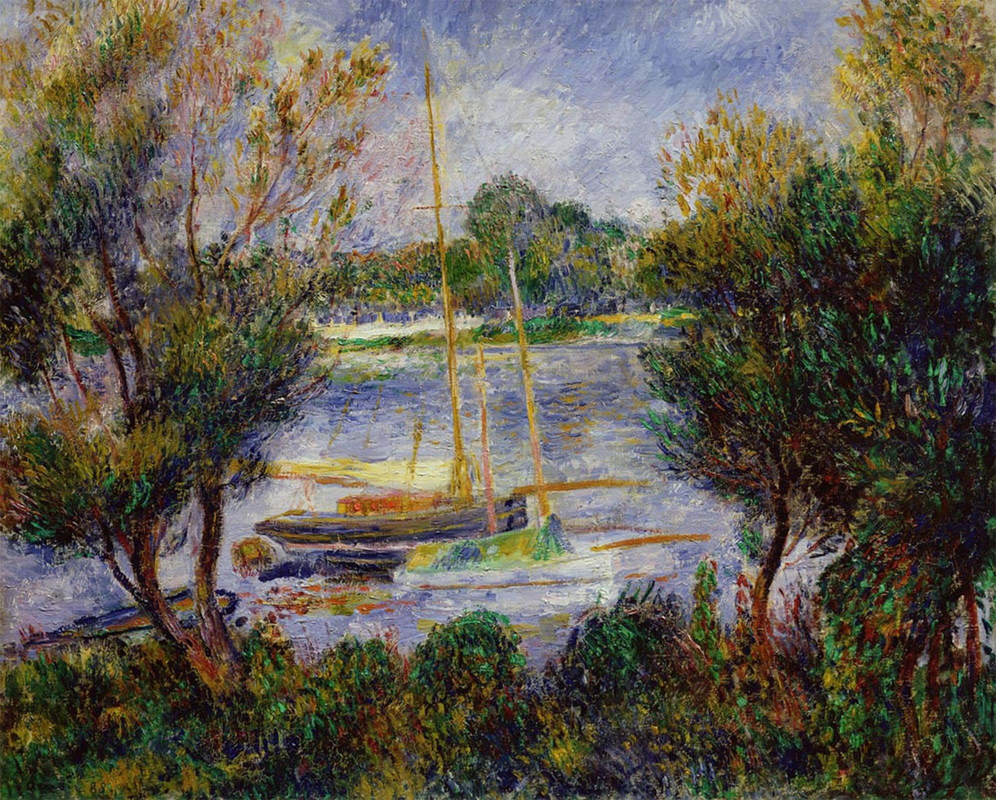 HRJUBWREE Famous Paintings Pictures Artwork Picture the Seine At Argenteuil by Pierre Auguste Renoir Photo Wall Print for Home Decor 60x90cm