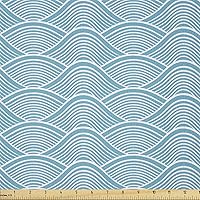 Vista 118 de Ambesonne The Yard, tela de mariquitas de The Yard, flores exóticas hibisco hawaiano follaje ilustración botánica flor de primavera, tela