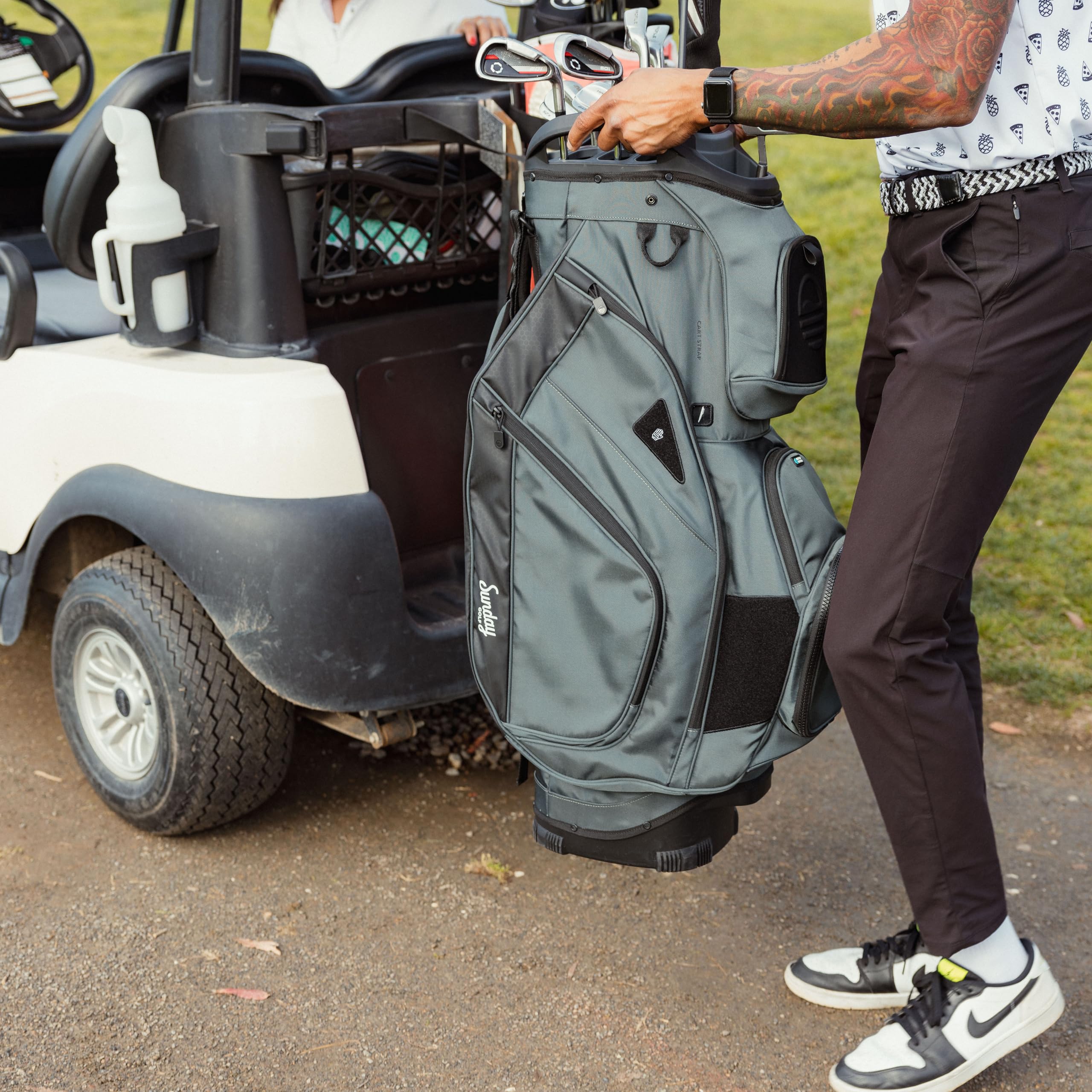 Sunday Golf Bag Big Rig Große Golftasche Ultraleichte 14-Wege-Trennwagen-Tasche mit 12 Taschen, Regenschutz und stabilem Boden - Ideal für Trolleys oder Buggys Golftaschen für