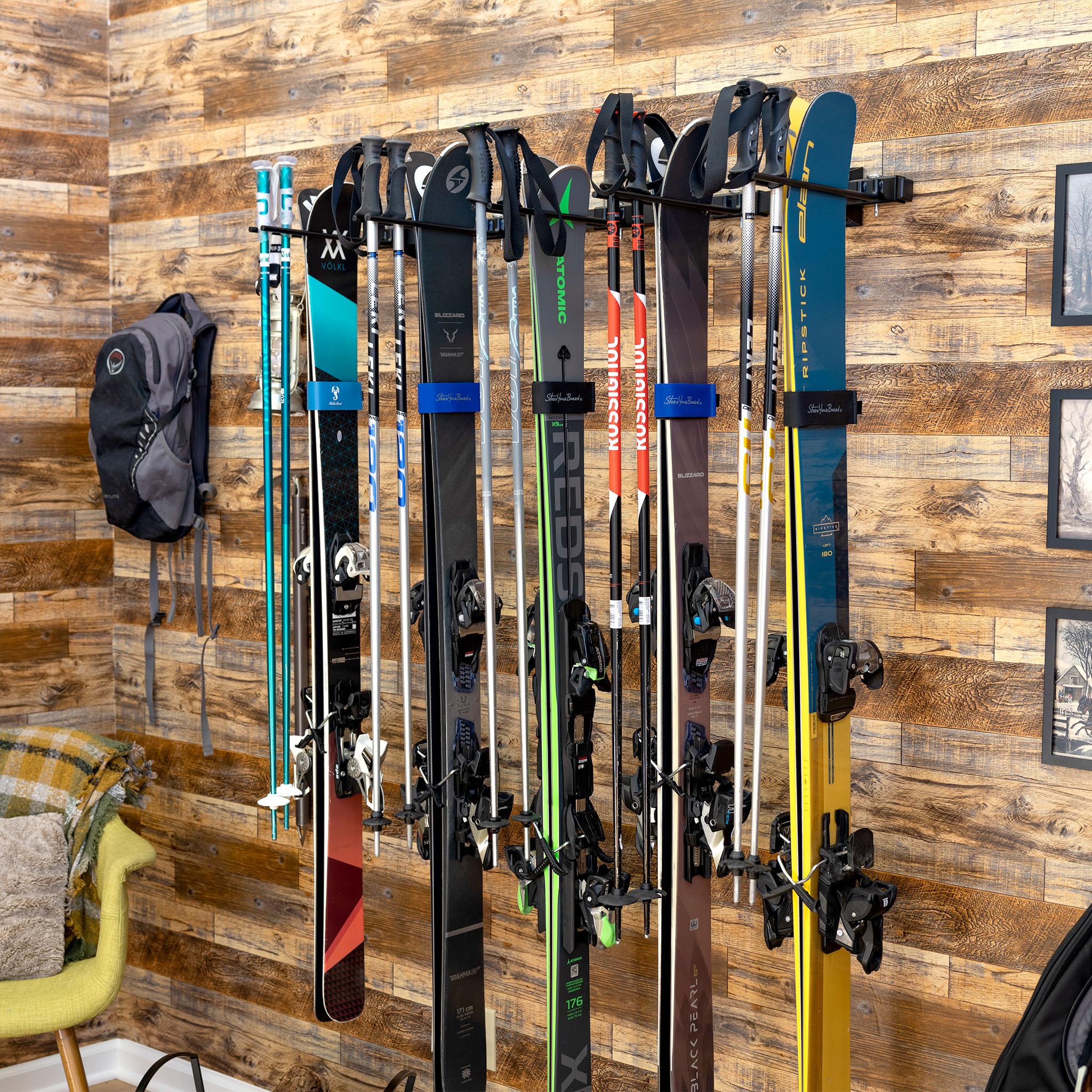 StoreYourBoard Solitude Porte-skis, support mural pouvant contenir 10 paires de skis, supporte 136 kg