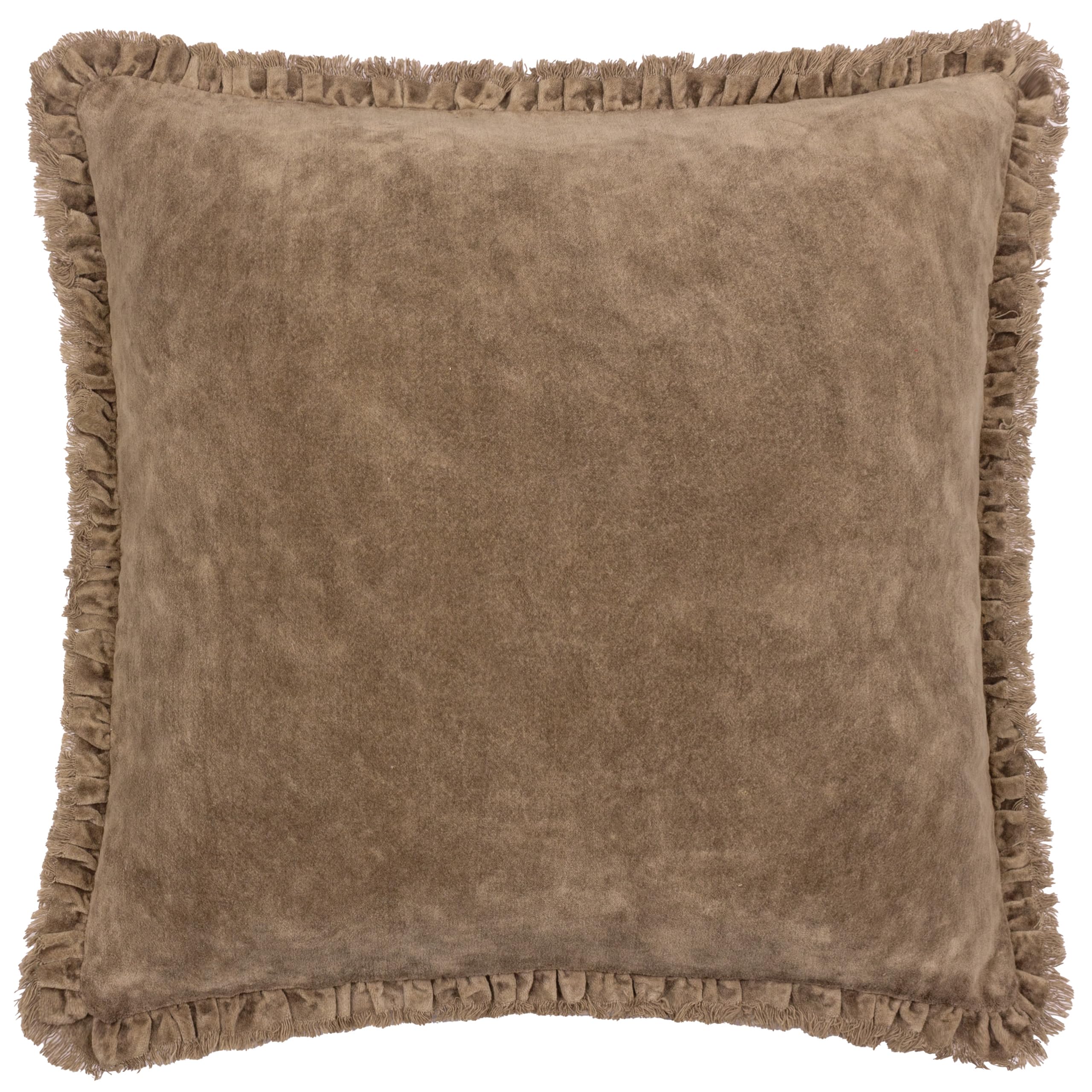 Yard furn Bertie Washed Cotton Velvet Cushion Cover – Soft Velvet Relaxed Style Decorative Case (Chocolate – 45x45cm)
