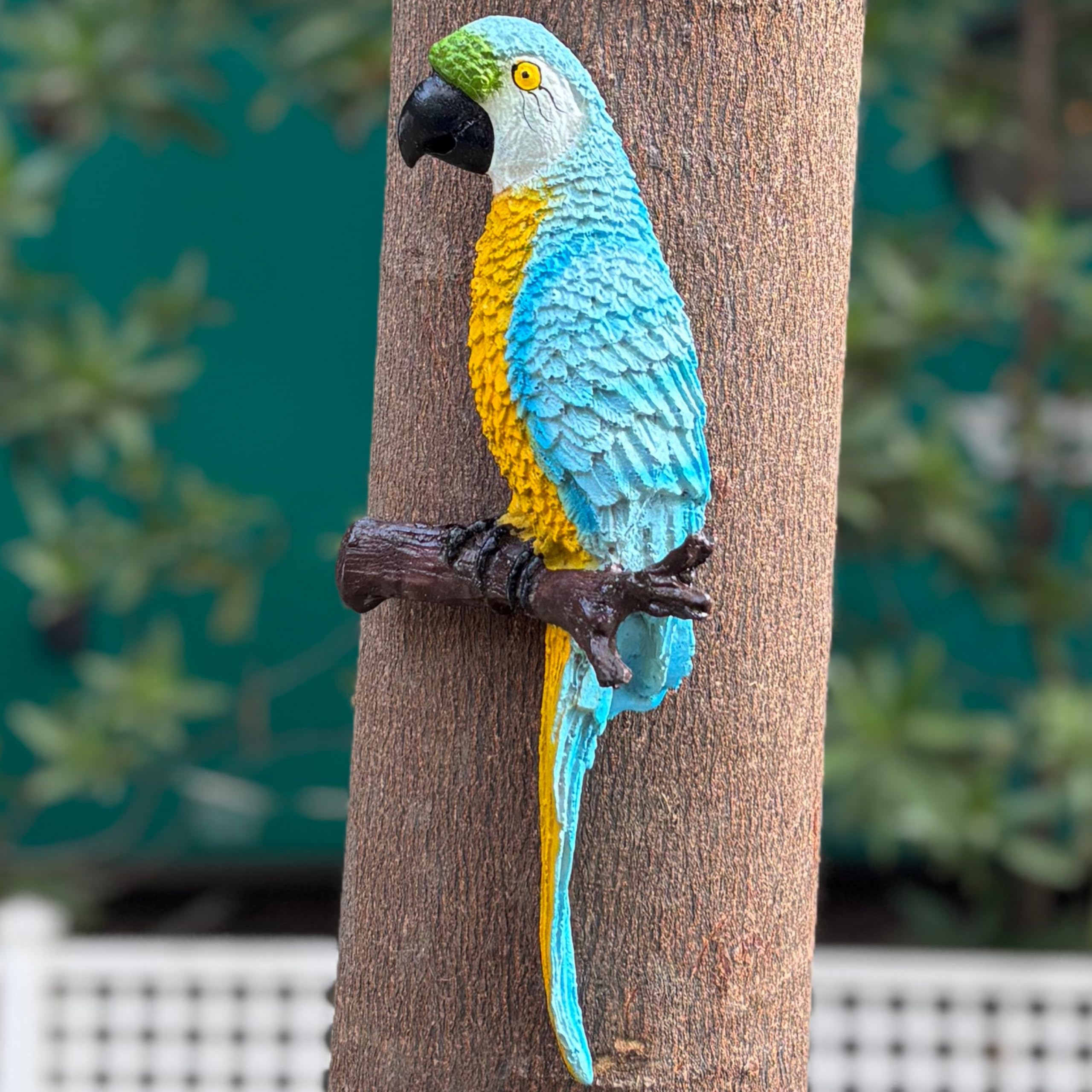 Wonderland Hand-Painted Tropical Blue and Yellow Macaw Parrot Wall Decor – Realistic 3D Resin Bird Sculpture for Home, Patio,-image-27
