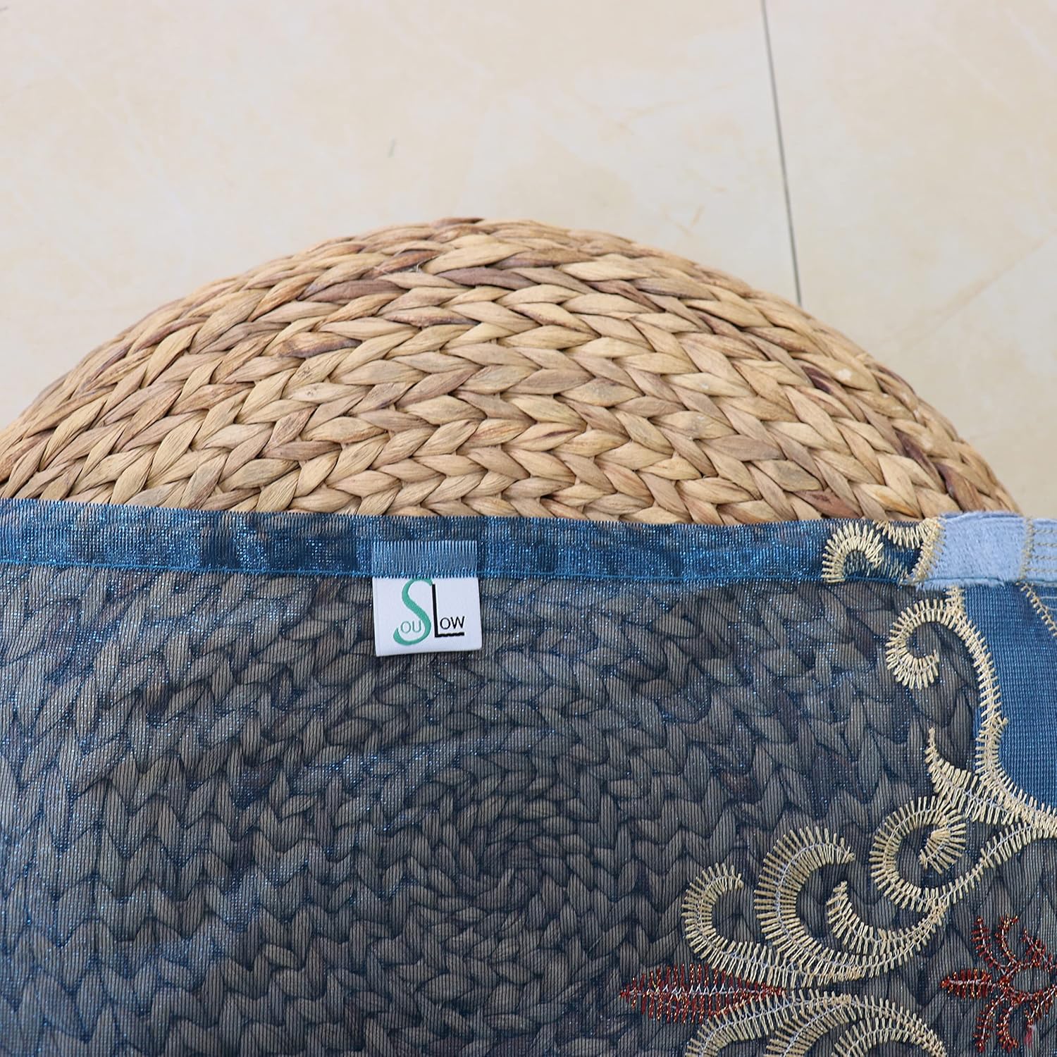 SLOW SOUL Set of 2 Panels Embroidered Birds Sheer Curtains for Living Room Bedroom Dining Room Curtains & Drapes High-end Curtain with Rod Pocket Blue Tulle 49W X 90L inch (2 Panels)