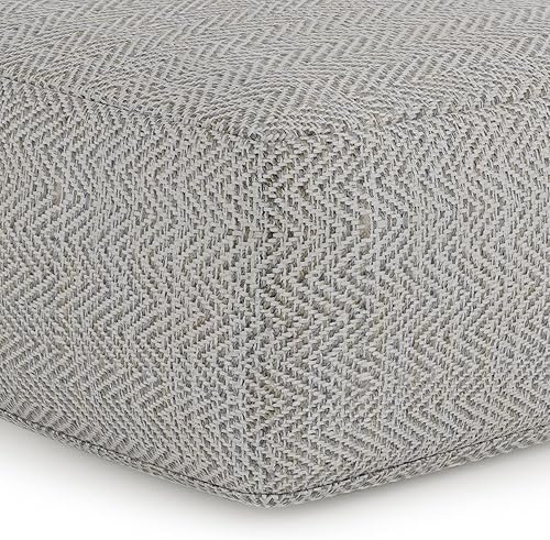 Miniatura 4 de SIMPLIHOME Nate - Puf cuadrado  Otomano tapizado de algodón tejido a mano de 20 pulgadas de ancho en mezcla gris estampada, taburete bohemio o
