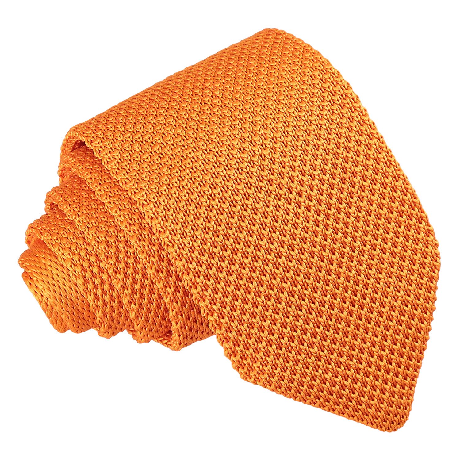 Dqt Men's Tangerine Plain Knitted Tie - 7Cm Slim Width Knit Necktie - Wedding, Business & Formal