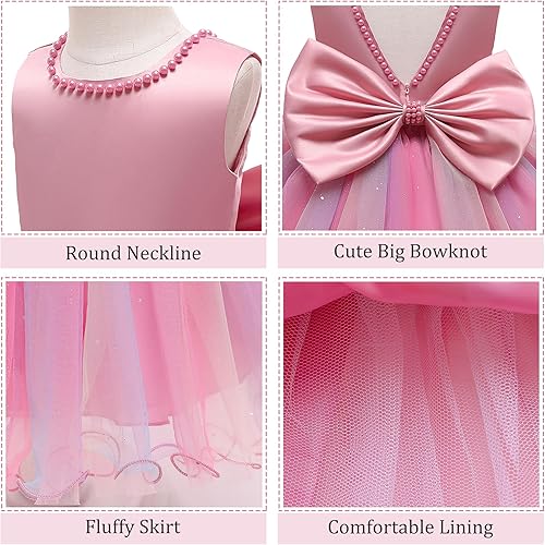 Miniatura 7 de LZH - Vestido de bebé para niñas con volante, encaje, espalda descubierta y lazo - Incluye accesorio para la cabeza - Vestido con flores para