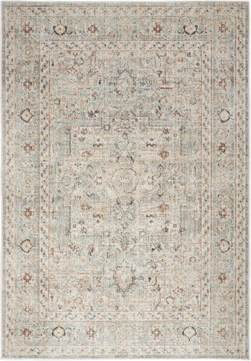 Nourison Home Oushak Home Light Grey 6' x 9' Area Rug - Easy Clean, Non Shedding, Bed Room, Living Room, Dining Room, Kitchen (6' x 9')
