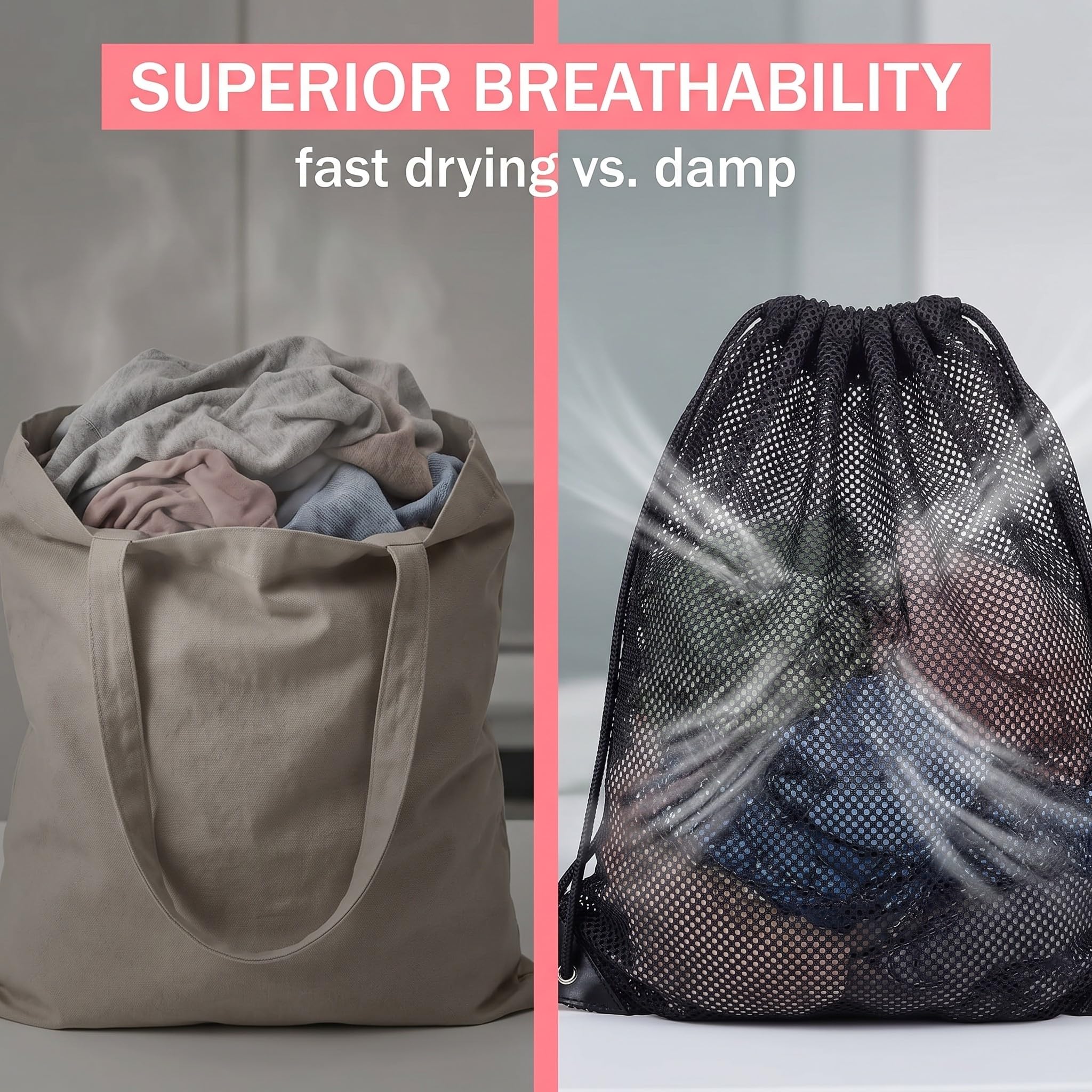 Sacca rete con cordino, zaino arena nuoto, borsa a maglie traspirante e capiente per sport, spiaggia, viaggi, adatto a nuoto, calcio, palestra