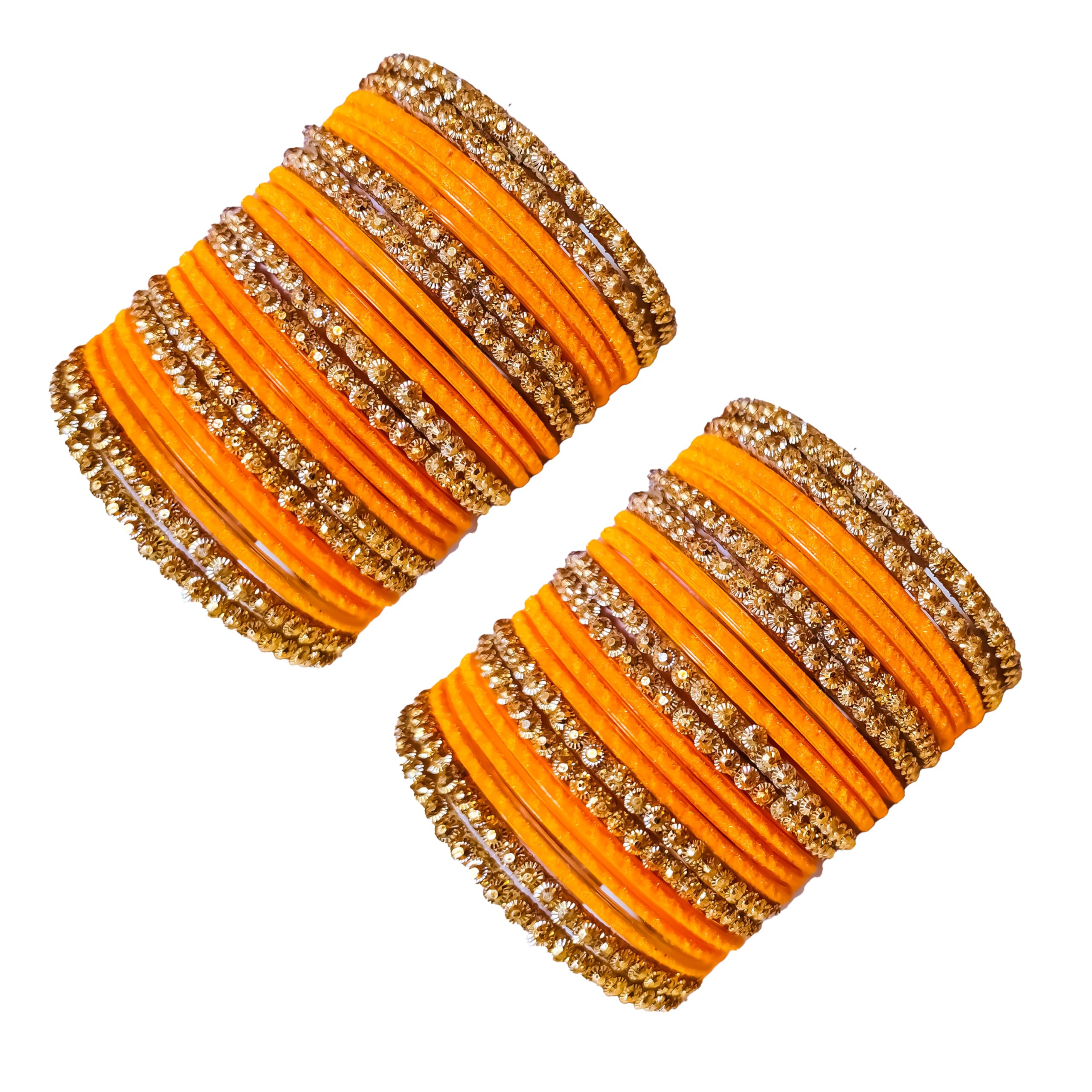 Handarts Fancy Haldi Diamond Cut Glass Bangle Set for Women and Girls