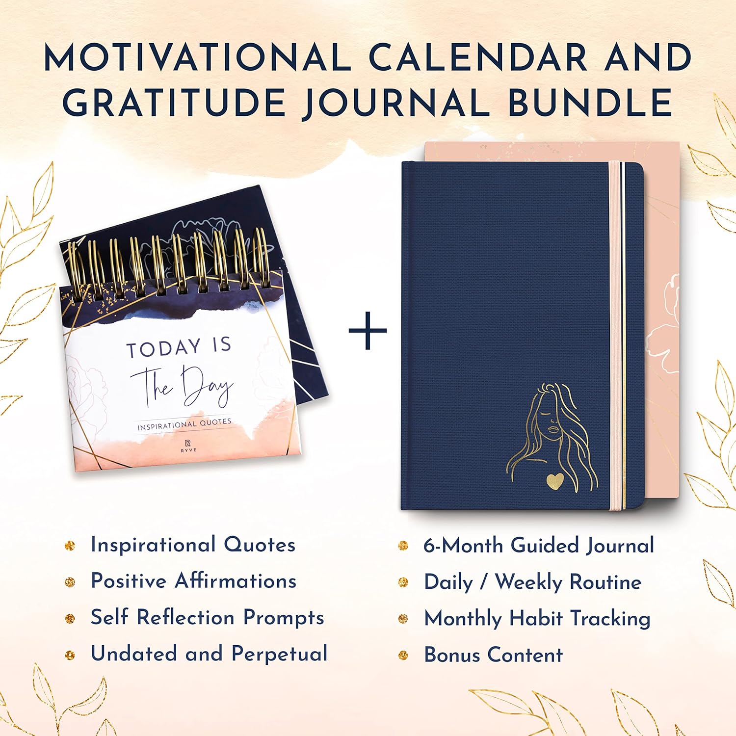 RYVE Motivational Calendar and Gratitude Journal for Women - Inspirational Quotes and Inspirational Desk Decor for Women, Office Decor for Women Desk, Inspirational Gifts for Women, Self Care Gifts