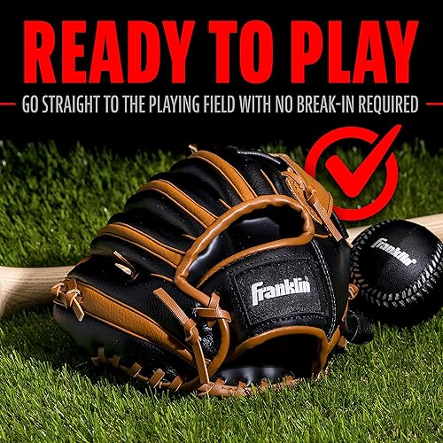 Miniatura 6 de Franklin Sports Guantes de béisbol para niños, guantes de teeball RTP para jóvenes + juego de pelotas, guantes de teeball para niños y niñas, niños