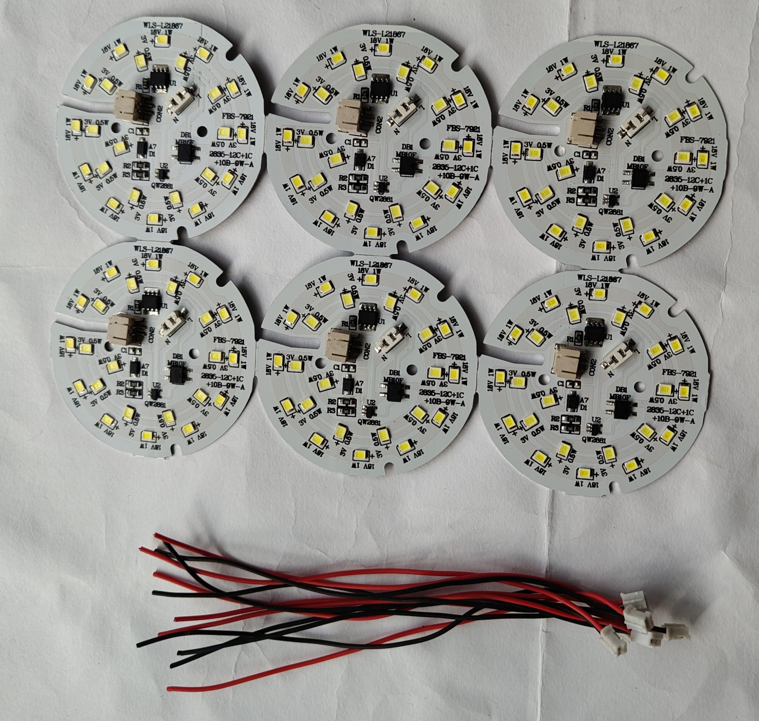 9W AC/DC Inverter LED Bulb MCPCB Kit | Includes Wiring Harness, Round PCB Board-image-0