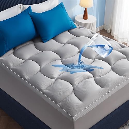 Miniatura 9 de Bedsure Cubrecolchón King impermeable, protector de colchón extra grueso con bolsillo profundo de 8 a 21 pulgadas, protector de colchón ajustado,