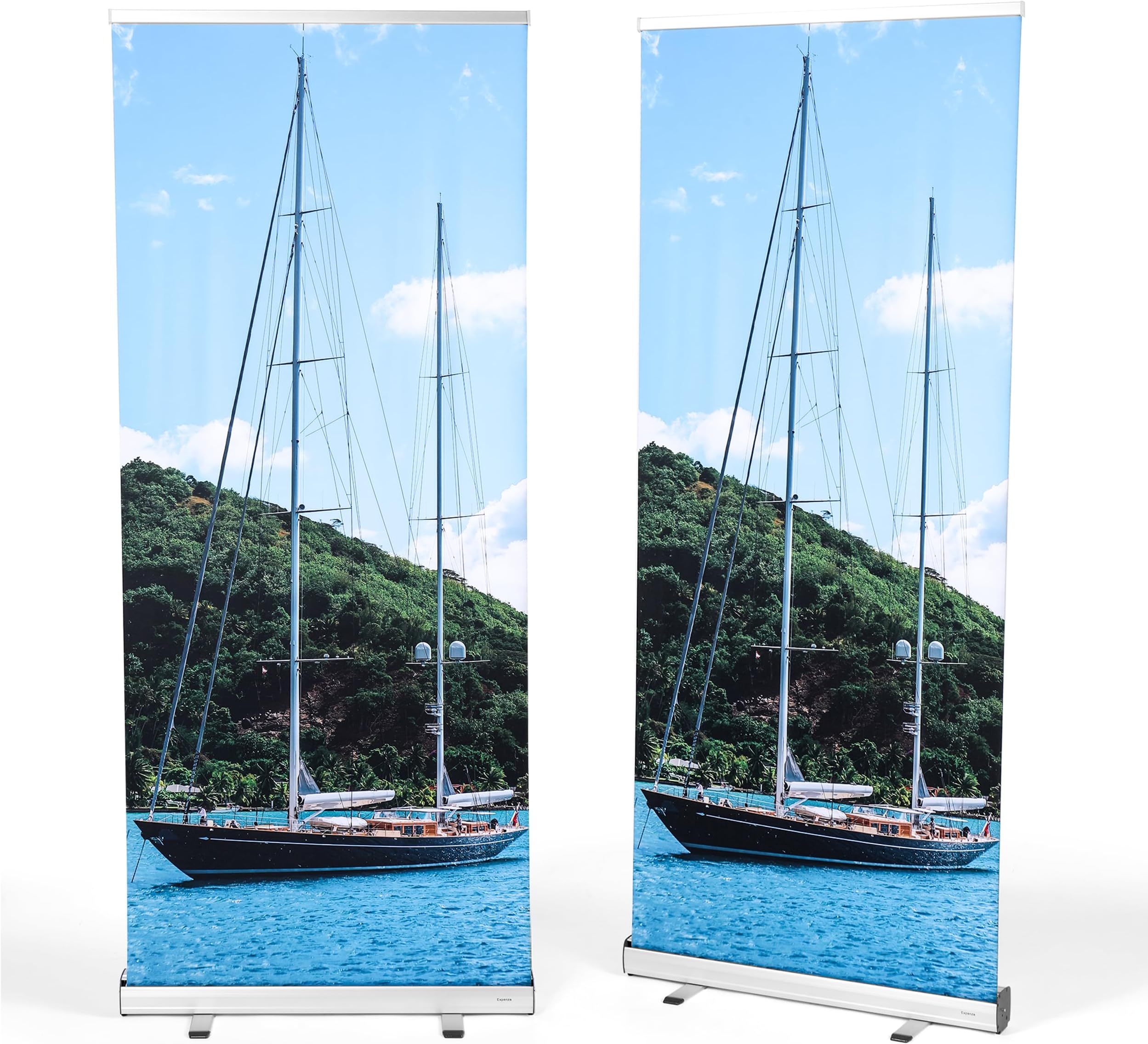 Retractable Banner Stand - 33"x81" Aluminum Roll-Up Display With Easy Setup and Padded Travel Bag; Ideal for Advertising, Trade Shows, Promotions, and Exhibitions (Stand Only)