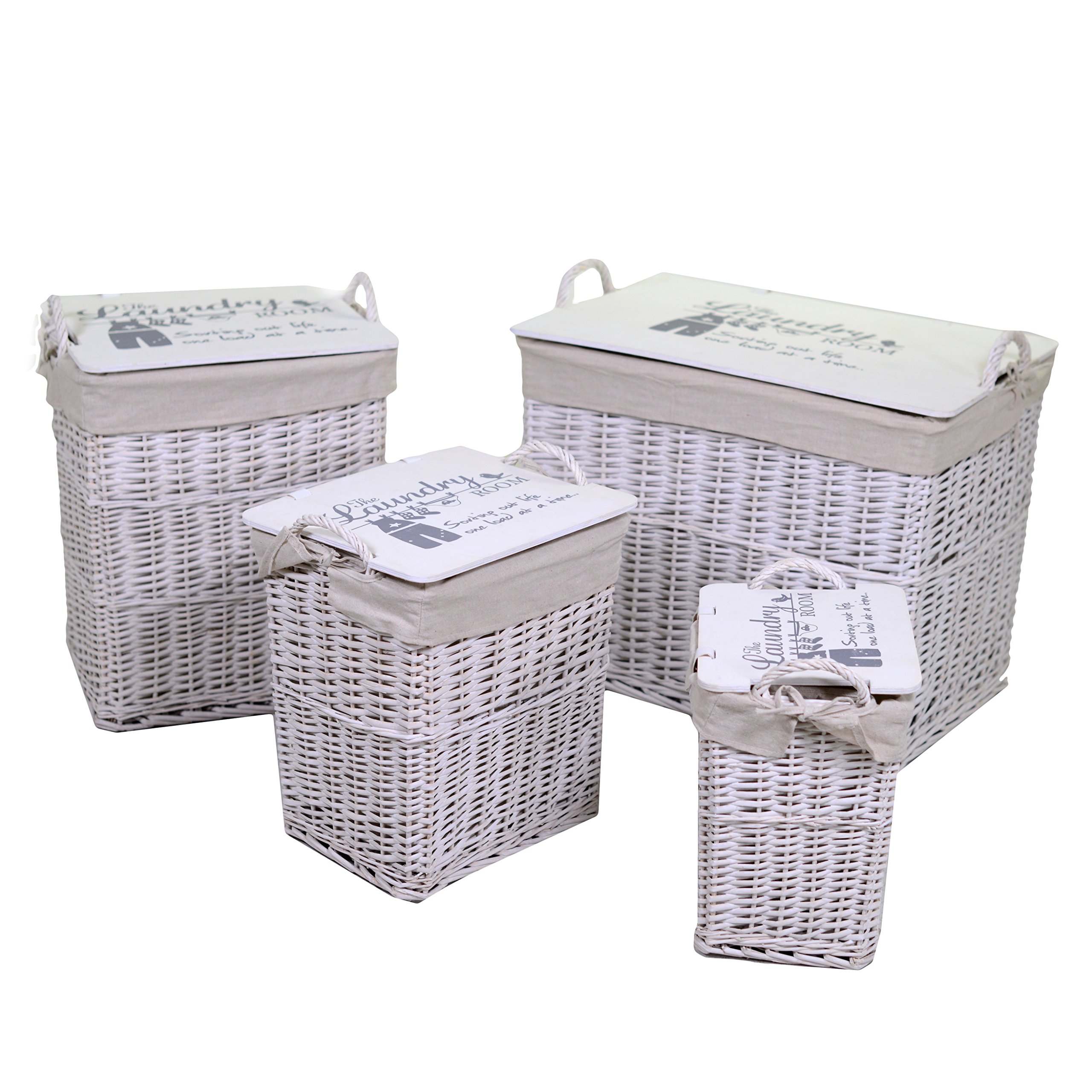 Vacchetti Giuseppe 3812250000 Donald Chest with 3 Baskets, Rectangular, Wicker, White, 67 x 57 x 47 cm