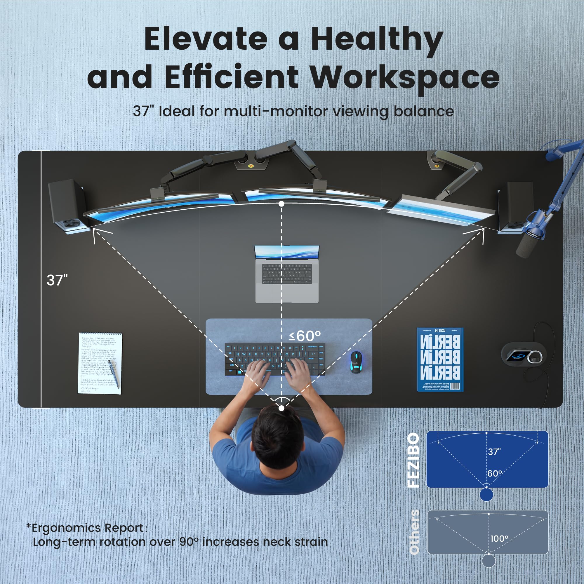 FEZIBO 71 x 37 Inch Electric Standing Desk with Integrated Dual-Beam Height Adjustable Computer Desk for Home Office — view 4