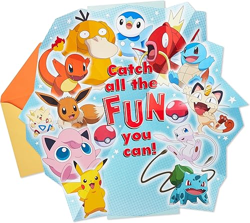 Miniatura 2 de Hallmark Pokémon - Tarjeta de cumpleaños desplegable para niños (Pikachu, Squirtle, Charmander, Bulbasaur)