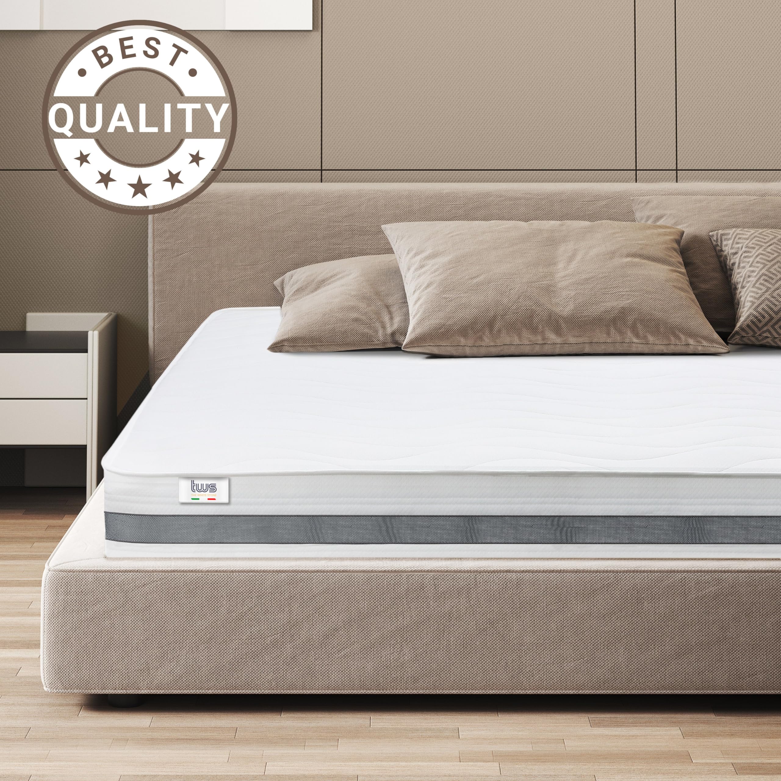 The White Stone Materac 80x190 ze sprężynami kieszeniowymi i pianką | Wysokość 20 cm | Średnio sztywny, samoformujący się, ortopedyczny | Hipoalergiczna i oddychająca powłoka