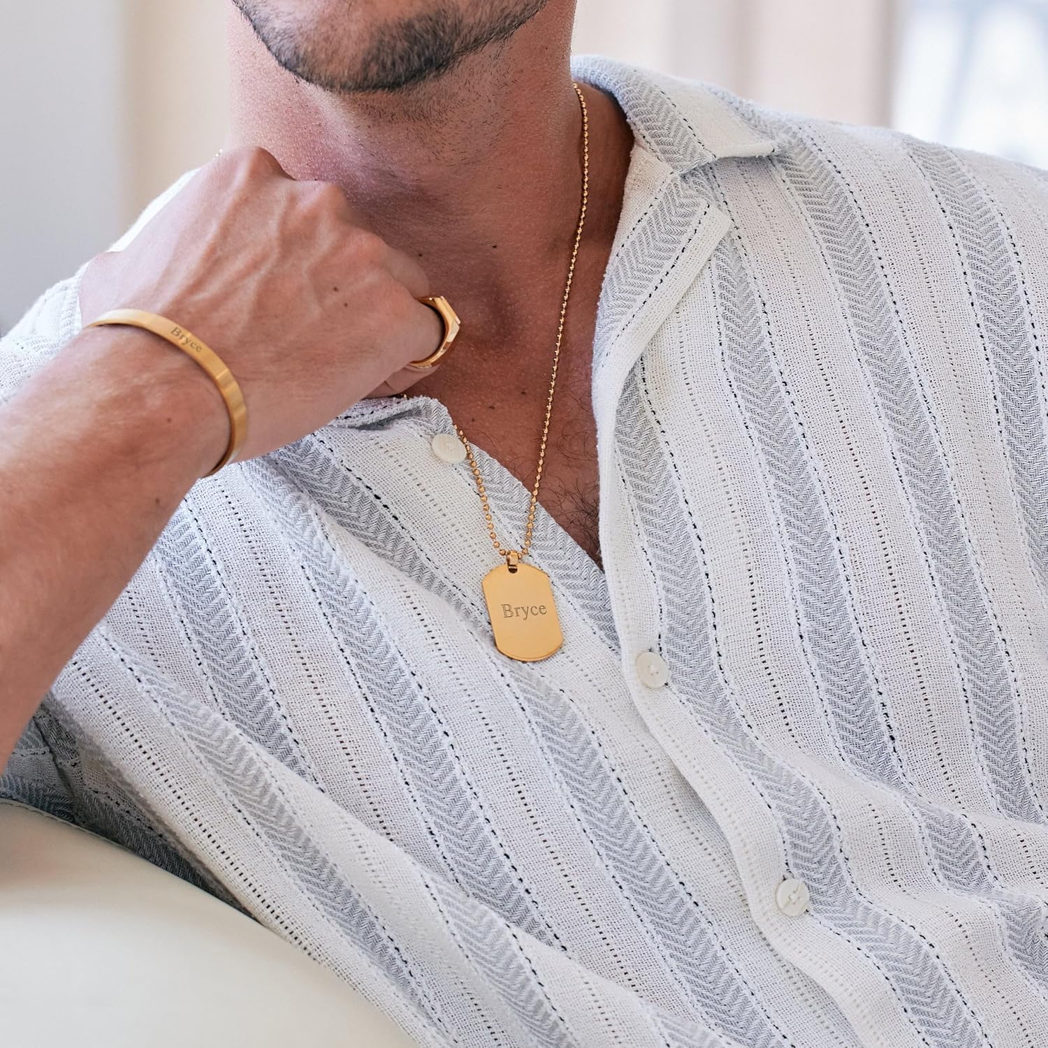 EVE'S ADDICTION Custom Dog Tag Necklaces - 18K Gold Medium Stainless Steel Dog Tags For Men - Gifts for Dad - Image 5