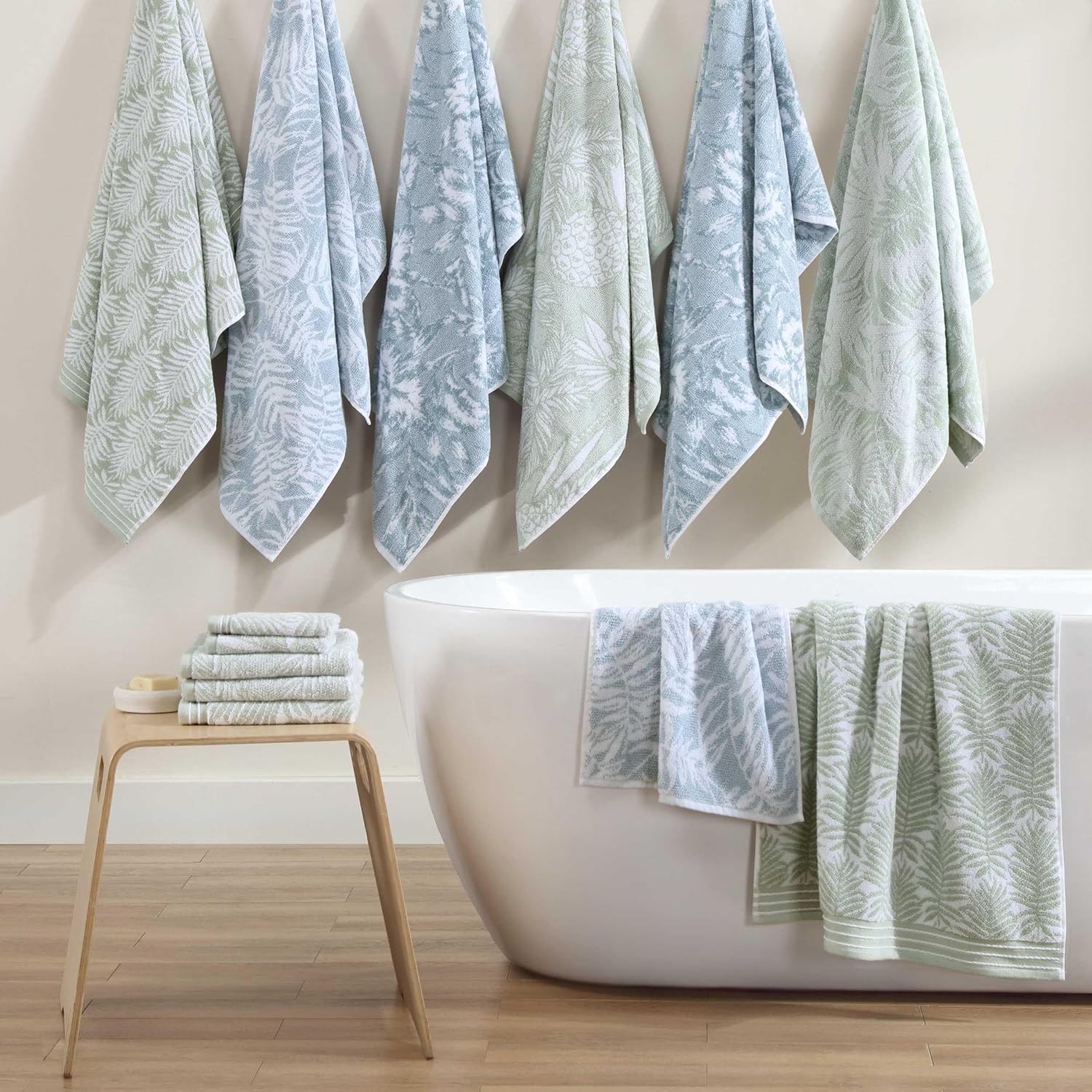 Tommy Bahama - Bath Towels, 100% Soft & Absorbent Cotton with Yarn-Dyed Loops, Medium Weight Bathroom Towels (Pineapple Venture Green, 6 Piece) - Image 4