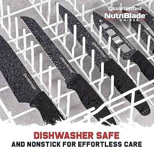 Miniatura 7 de Nutriblade Granitestone - Juego de 6 cuchillos de cocina profesional con cuchillas de acero inoxidable ultra afiladas y revestimiento de granito