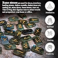 Vista 2 de Juego de piedras de runa de labradorita, piedra pulida, suministros de brujería de élder Futhark, piedras preciosas runas espirituales vikingas