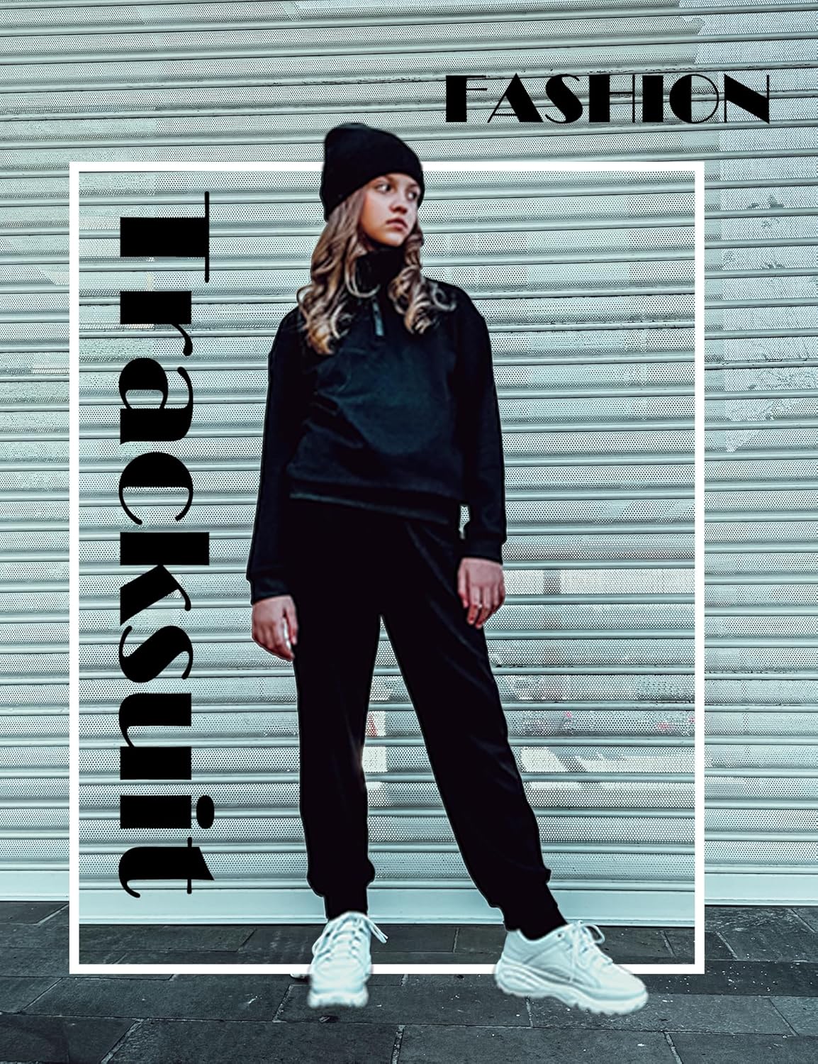 Arshiner Girls 2 Piece Outfits Sweatsuit Set Half Zip Lapel Collar Long Sleeve Sweatshirt Sweatpant Tracksuit Sets - Image 7