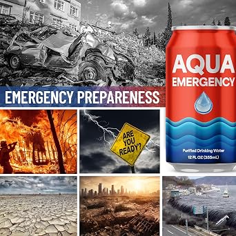 Aqua Emergency Water for Drinking, 50-Year Shelf-Life Emergency Preparedness Survival Water Supply 12oz (24 Pack)