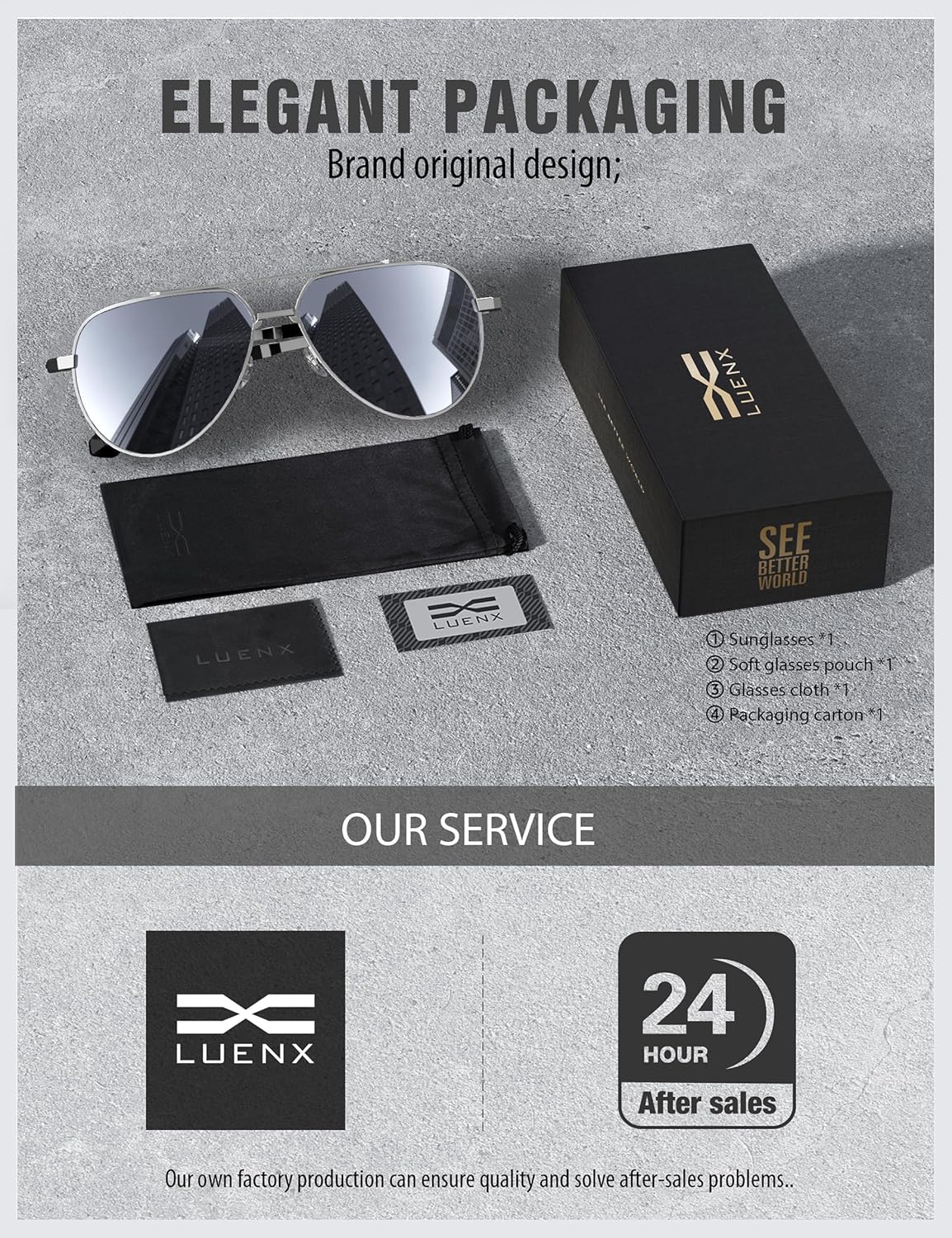 LUENX Aviator Sunglasses for Men Women Polarized Trendy Sun Shades UV 400 Protection - Image 7