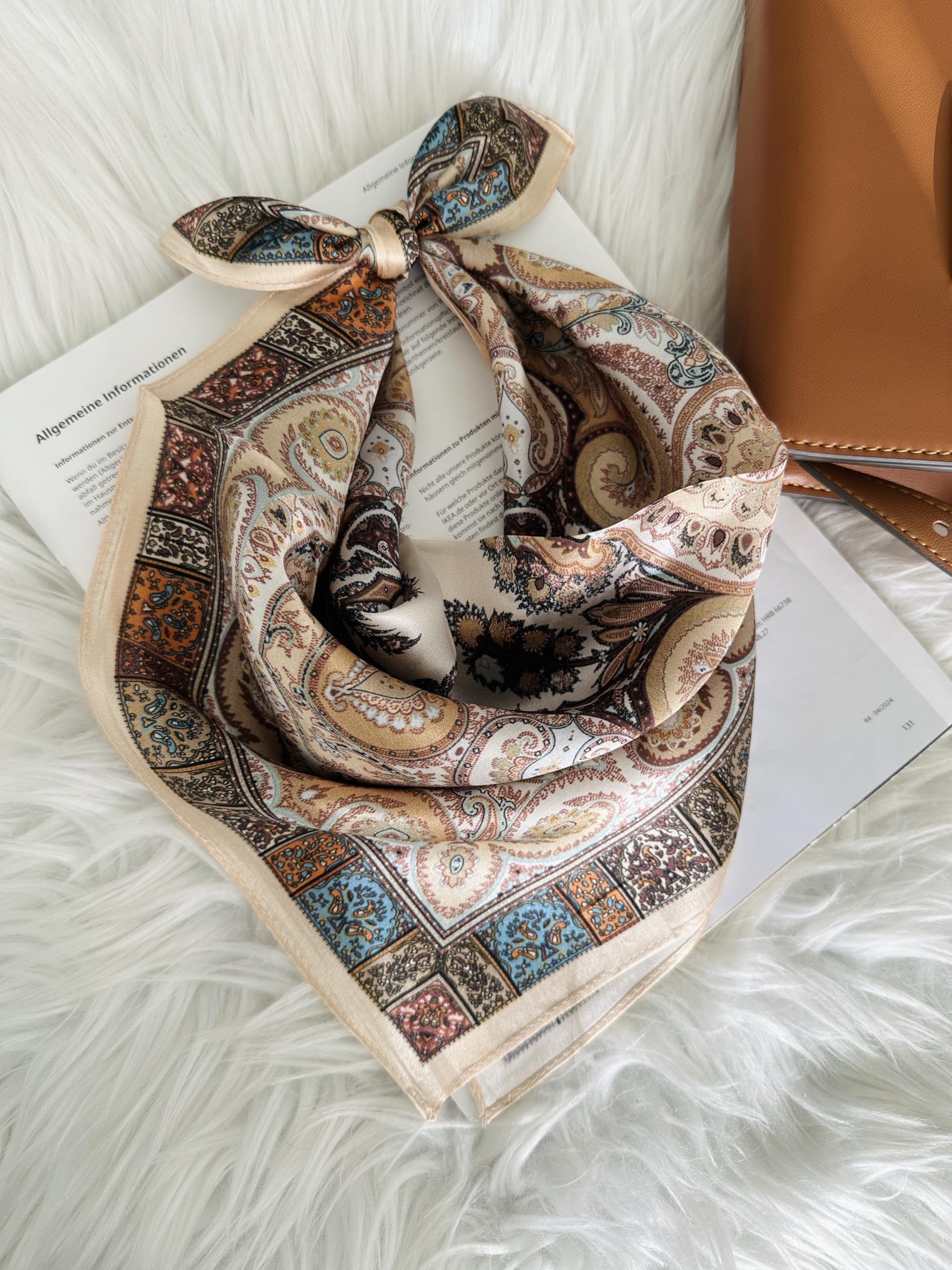 Generisch 100% Reine Maulbeerseide Seidentuch Damen 53x53cm, Eleganter Seidenschal & Halstuch aus Seide, Quadratisches Kopftuch, Bandana, Taschen-Accessoire, Geschenk