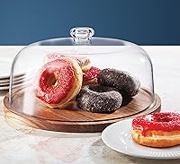 Vista 2 de Godinger - Soporte para tartas, plato para servir tartas con cúpula, madera de acacia y tapa acrílica a prueba de roturas